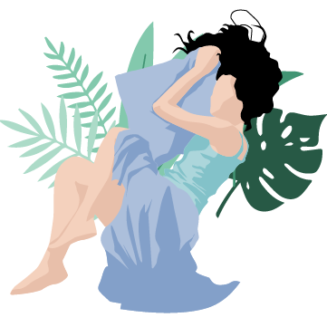 Erw_Schlafstörungen Illustration Mann und Frau, die sich zufrieden die Faust geben